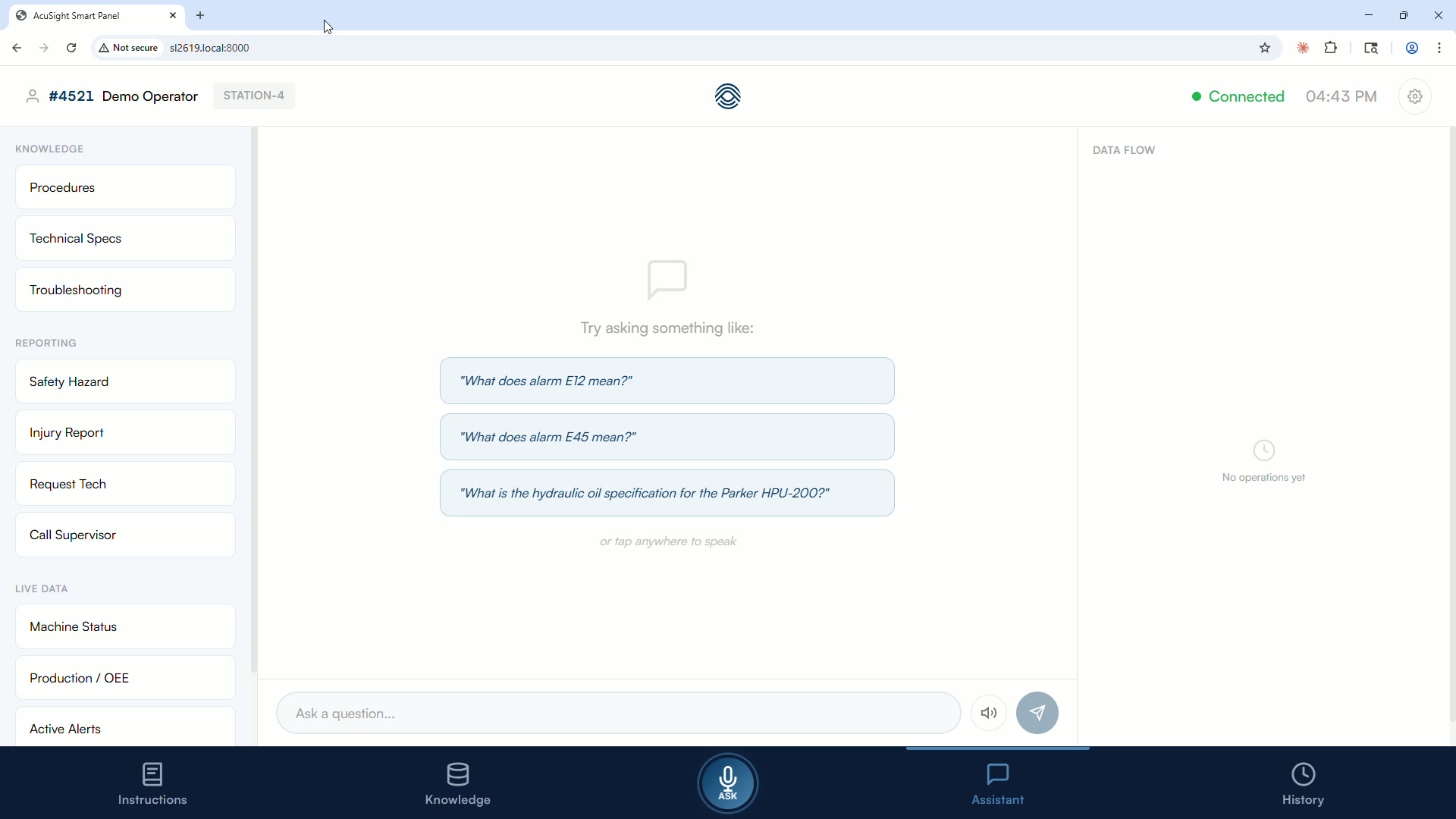 AcuSight Smart Panel: workflow instruction in action